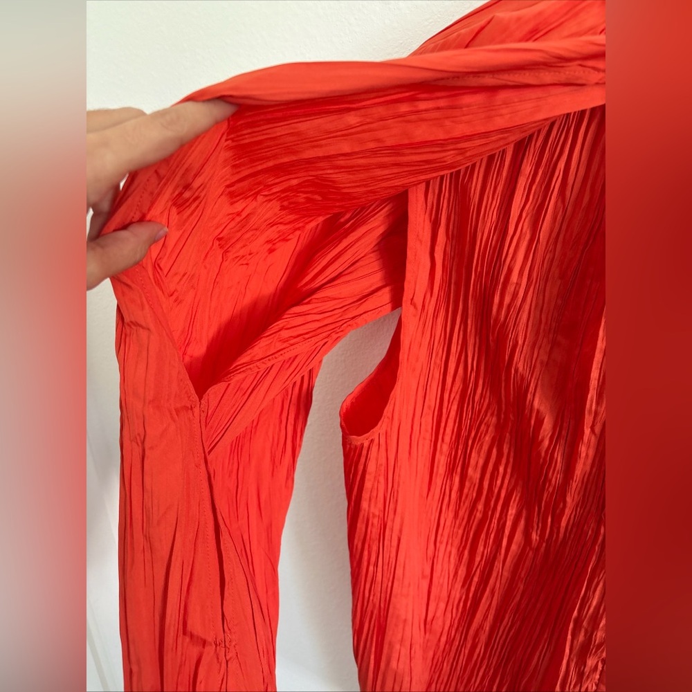 COS Women’s Pleated Long Sleeve Cape Style Open Sleeve Blouse Orange Size 44 L - Picture 7 of 9
